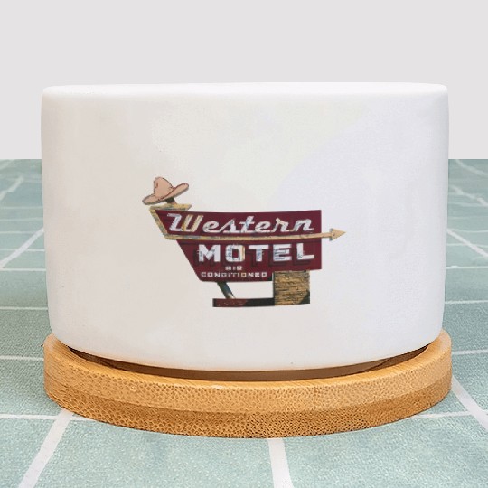 Route 66 Neon Western Motel Bethany Oklahoma Plant Pots