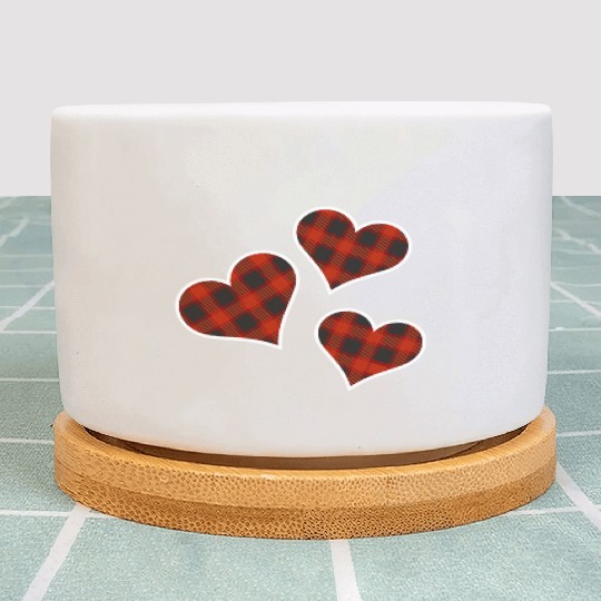 Buffalo Plaid Hearts Plant Pots