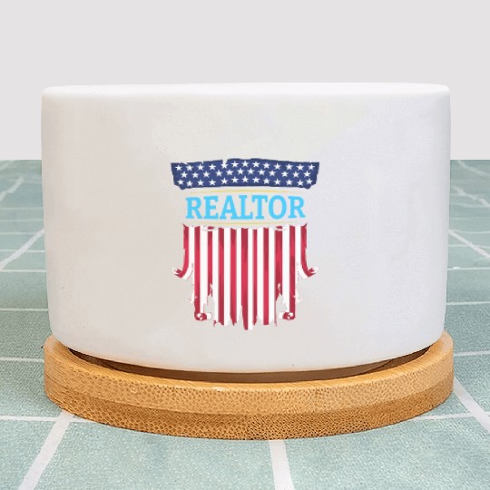Proud American Patriotic USA Flag Realtor Real Est Plant Pots