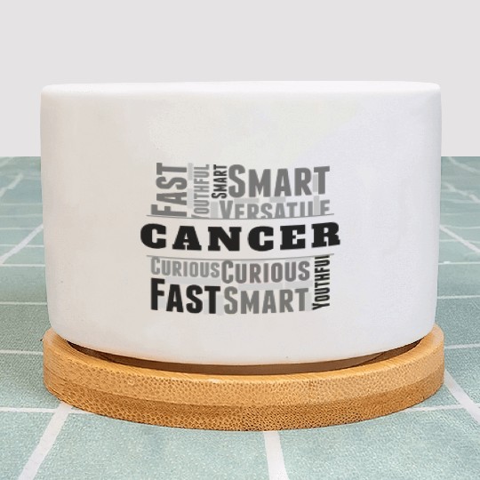 Cancer Zodiac Star Sign Word Cloud Square Monochro Plant Pots