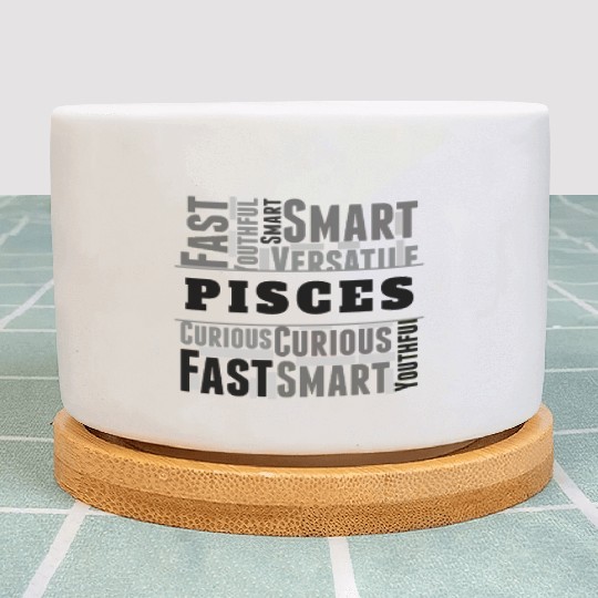 Pisces Zodiac Star Sign Word Cloud Square Monochro Plant Pots