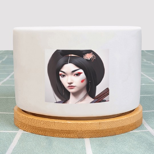 Geisha face japanese woman Japan wall art digital Plant Pots
