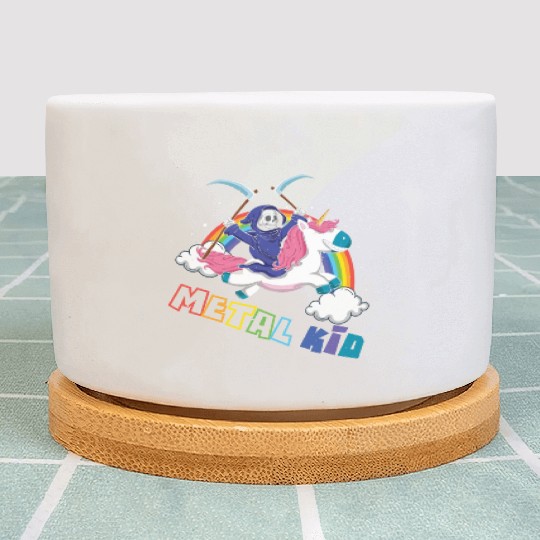 Metal Kid Music Unicorn Skeleton Rocker Rock Heavy Plant Pots