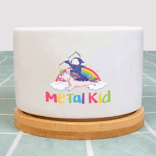 Metal Kid Music Unicorn Skeleton Grim Rock Heavy Plant Pots