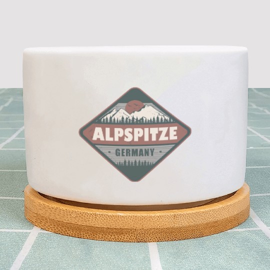 Alpspitze Bavaria Germany Vintage Hiking Design Plant Pots