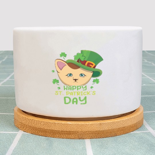 Kawaii Cat Happy Saint Patrick Day Plant Pots