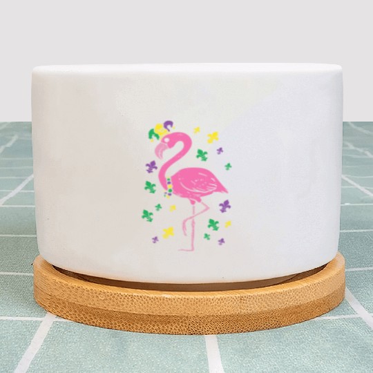 Jester Pink Flamingo Bird Animal Cute Mardi Gras C Plant Pots