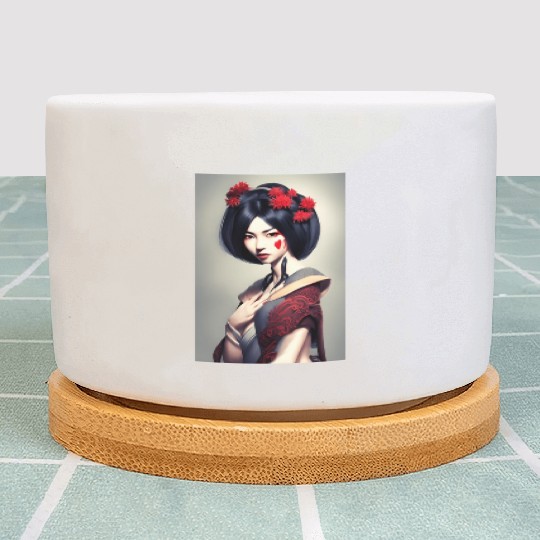 Geisha portrait japanese woman Japan wallart Plant Pots