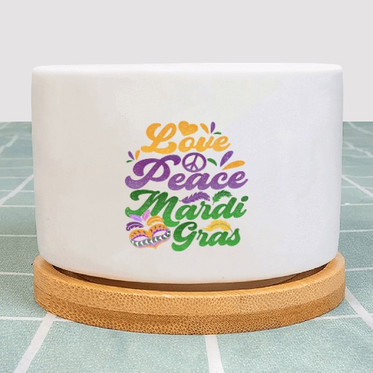 Mardi Gras - Love Peace and Mardi Gras Plant Pots