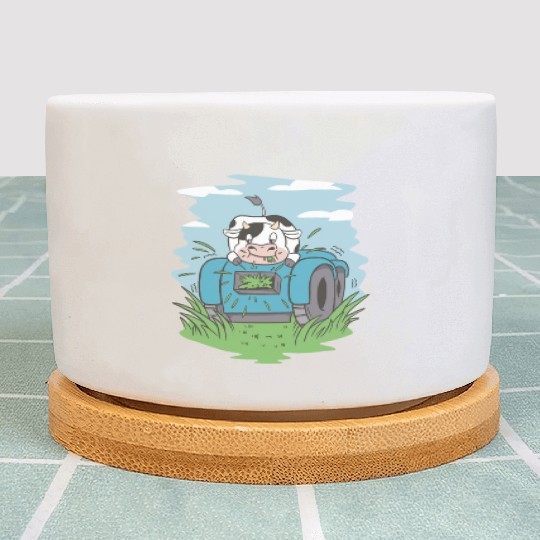 Cow eating grass tractor Cow eating grass tractor Plant Pots