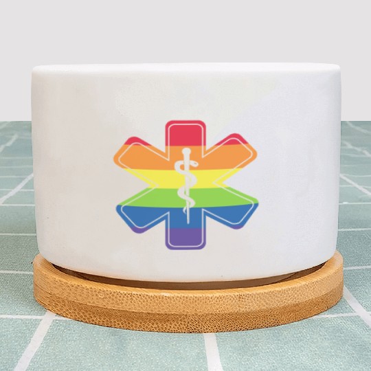 LGBT Caduceus EMT Medical Symbol Plant Pots