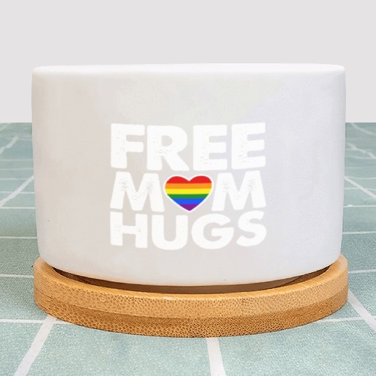 Free Mom Hugs, LGBT Rainbow Heart Plant Pots
