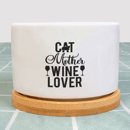 Cat Mother Wine Lover Plant Pots