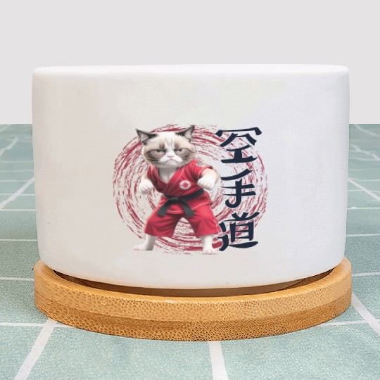 Karate Cat, Karatedo Japanese Kanji Plant Pots