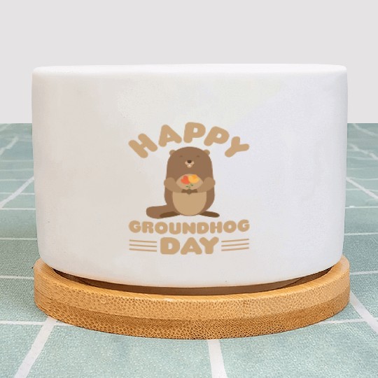 Groundhog Day cute print retro Plant Pots