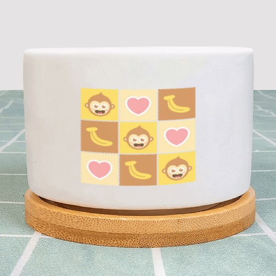 Cute Monkey and Banana Pattern Plant Pots