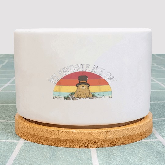 Retro Groundhog Day Gifts Groundhog Day Plant Pots
