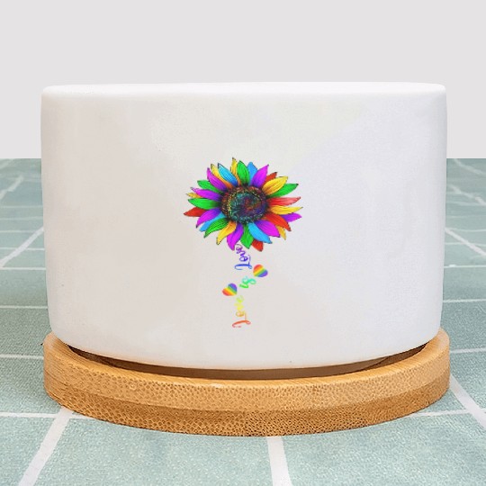 Sunflower Rainbow Love Is Love LGBT Lesbian Gay Plant Pots