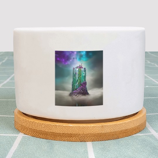 Cosmic Gemstone and Glass \|/ Universe Plant Pots