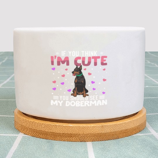 Doberman Heart Valentine's Day Animal For Womens Plant Pots