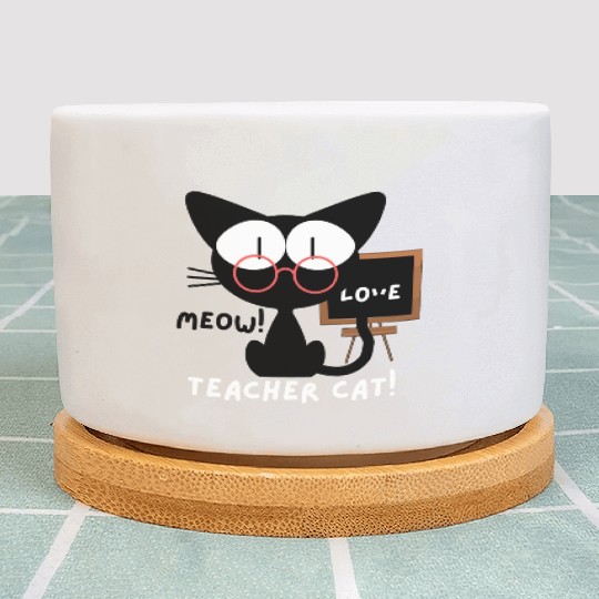 teacher cat, meow Plant Pots
