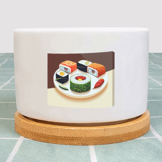 Beautiful Sushi Painting Plant Pots