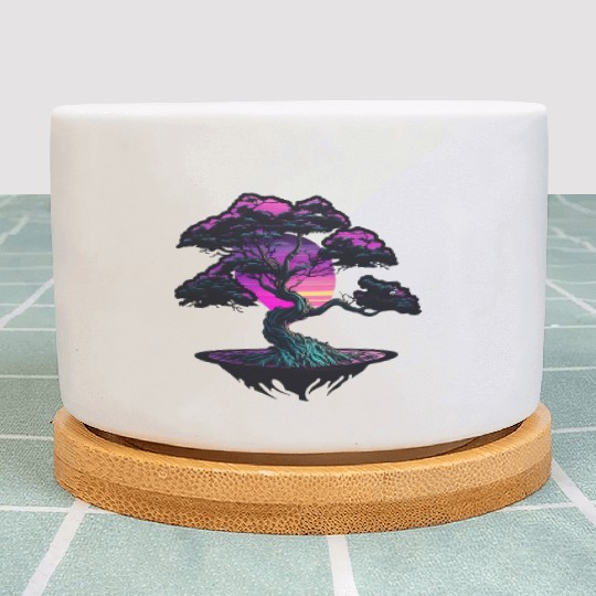 Synthwave Bonsai Tree Plant Pots