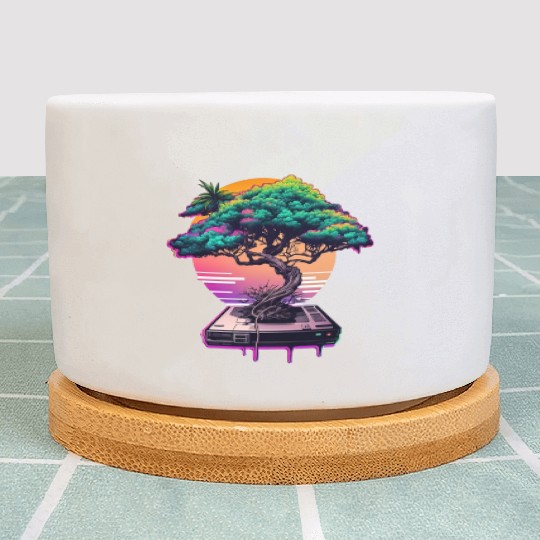 Synthwave Bonsai Tree Plant Pots