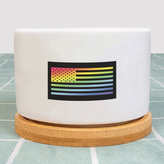 Stars And Stripes / Rainbow Flag (USA / Poster) Plant Pots