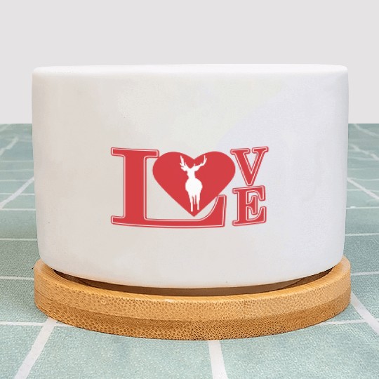 Reindeer Heart Love Valentine Design Plant Pots