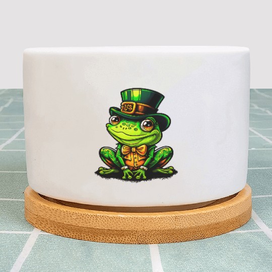 Magical Frog With St Patrick Day Top Hat Plant Pots