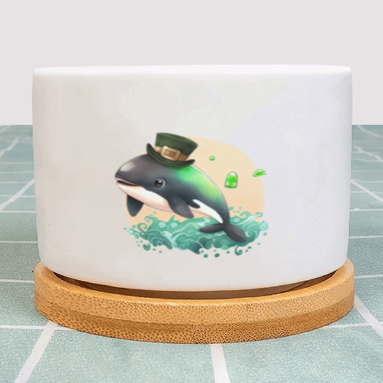 St Patrick's Day Irish Cute Orca Saint Patrick Plant Pots