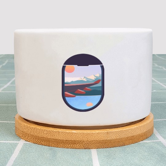 Wanderlust Travel Plane Window Landscape Nature Plant Pots