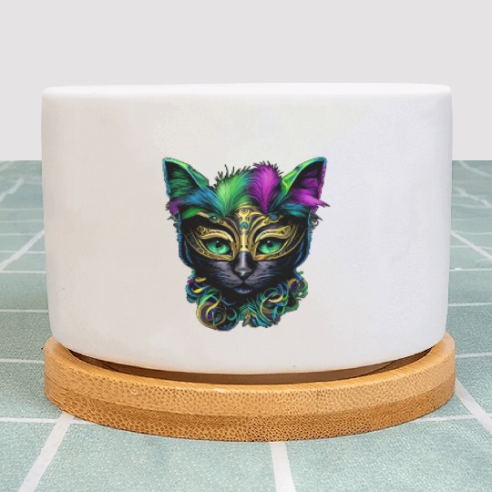 Mardi Gras Cat Jester Mask Mardi Gras Cat Plant Pots