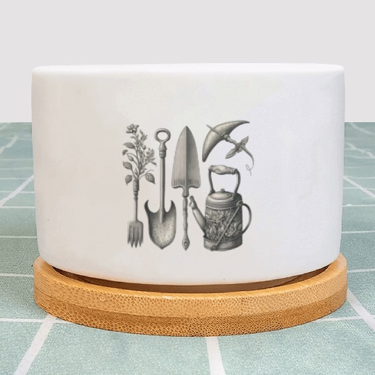 Florist Gardener Dad Grayscale Gardening Tools Plant Pots