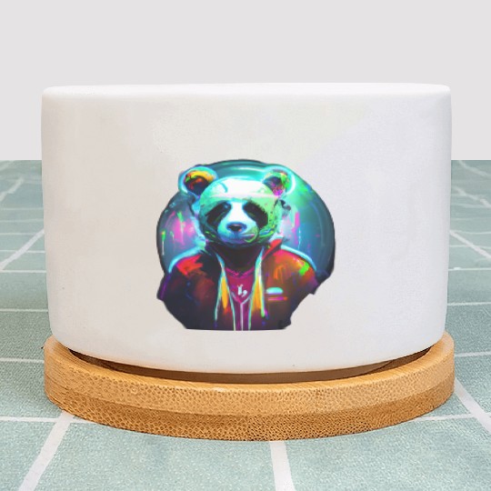 Panda in a neon paradise Plant Pots