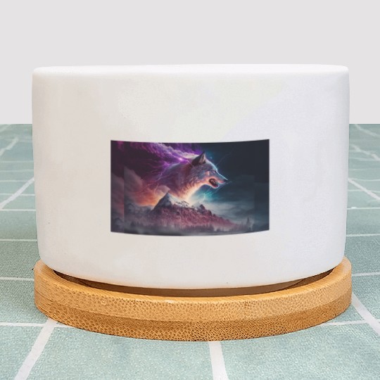 Electric Mountain, Violet Skies, and a Luminous Wo Plant Pots