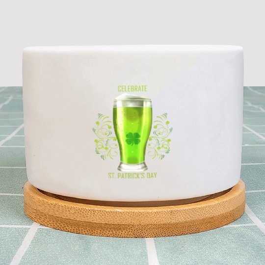Glass Of Green Beer To Celebrate St Patricks Day Plant Pots