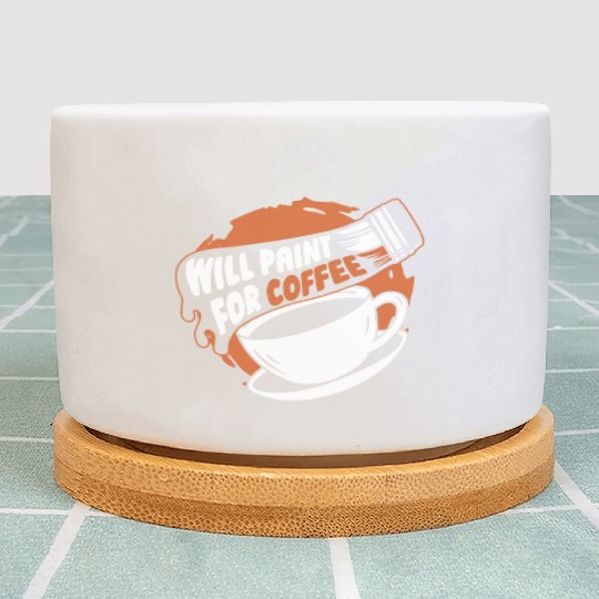 Painter Painting Coffee Plant Pots