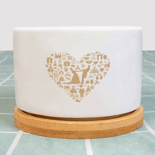 Wedding Marriage Bride and Groom Heart Cloud Plant Pots