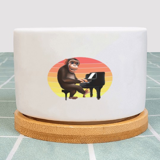 Monkey at the piano Plant Pots
