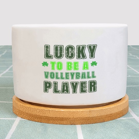 Lucky Volleyball Player, St Patrick's Day Gift Plant Pots