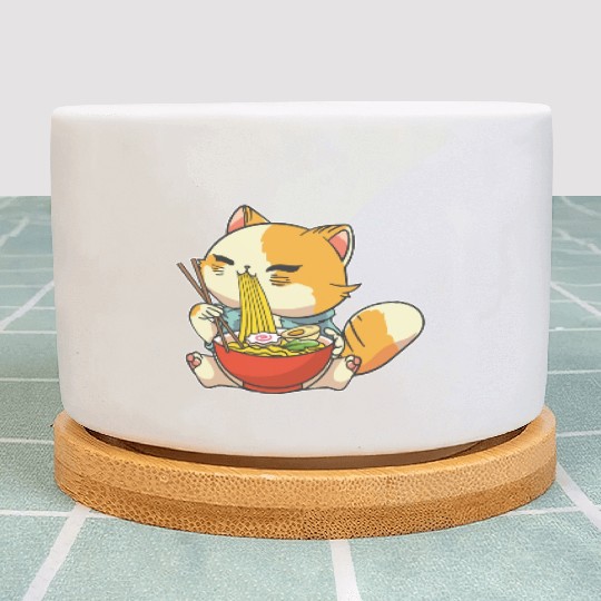 Cat Ramen Bowl Anime Kawaii Neko Japanese Noodles Plant Pots