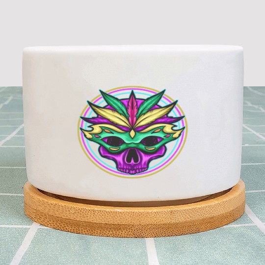 Logo Masked Purple Skull For Mardi Gras Plant Pots