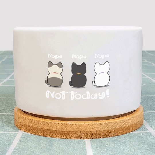 Nope not today three cute kittens illustration Plant Pots