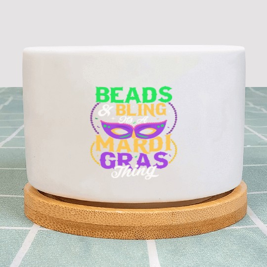 Beads & Bling It's A Mardi Gras Thing Mask Parade Plant Pots