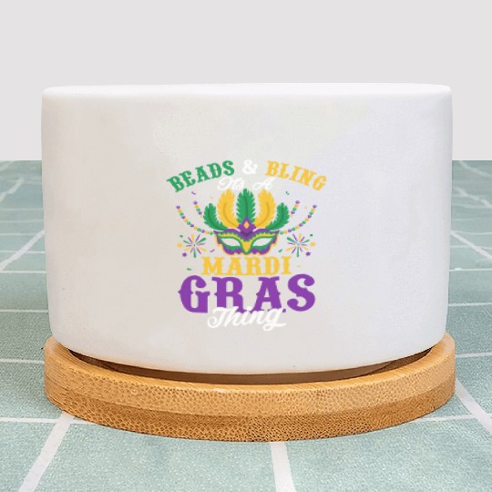 Beads & Bling It's A Mardi Gras Thing Parade Mask Plant Pots