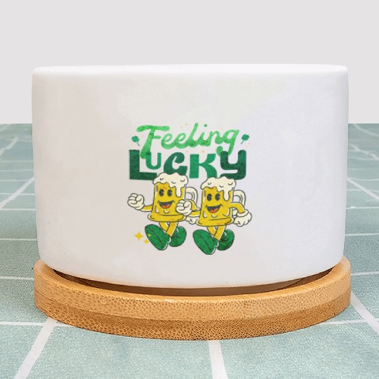 St Patrick's Day Feeling Lucky Retro Vintage Beer Plant Pots