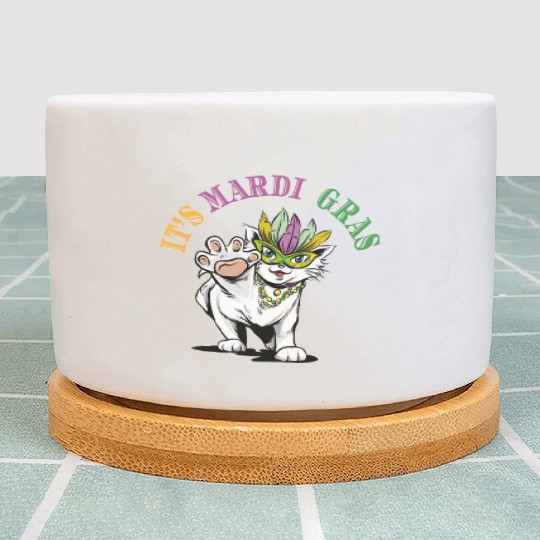 Cat Mardi Gras Plant Pots