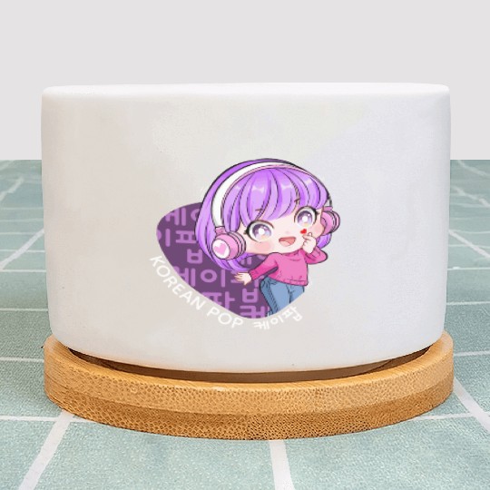 Korean Pop Chibi Finger Heart Anime Girl Kpop Kdra Plant Pots